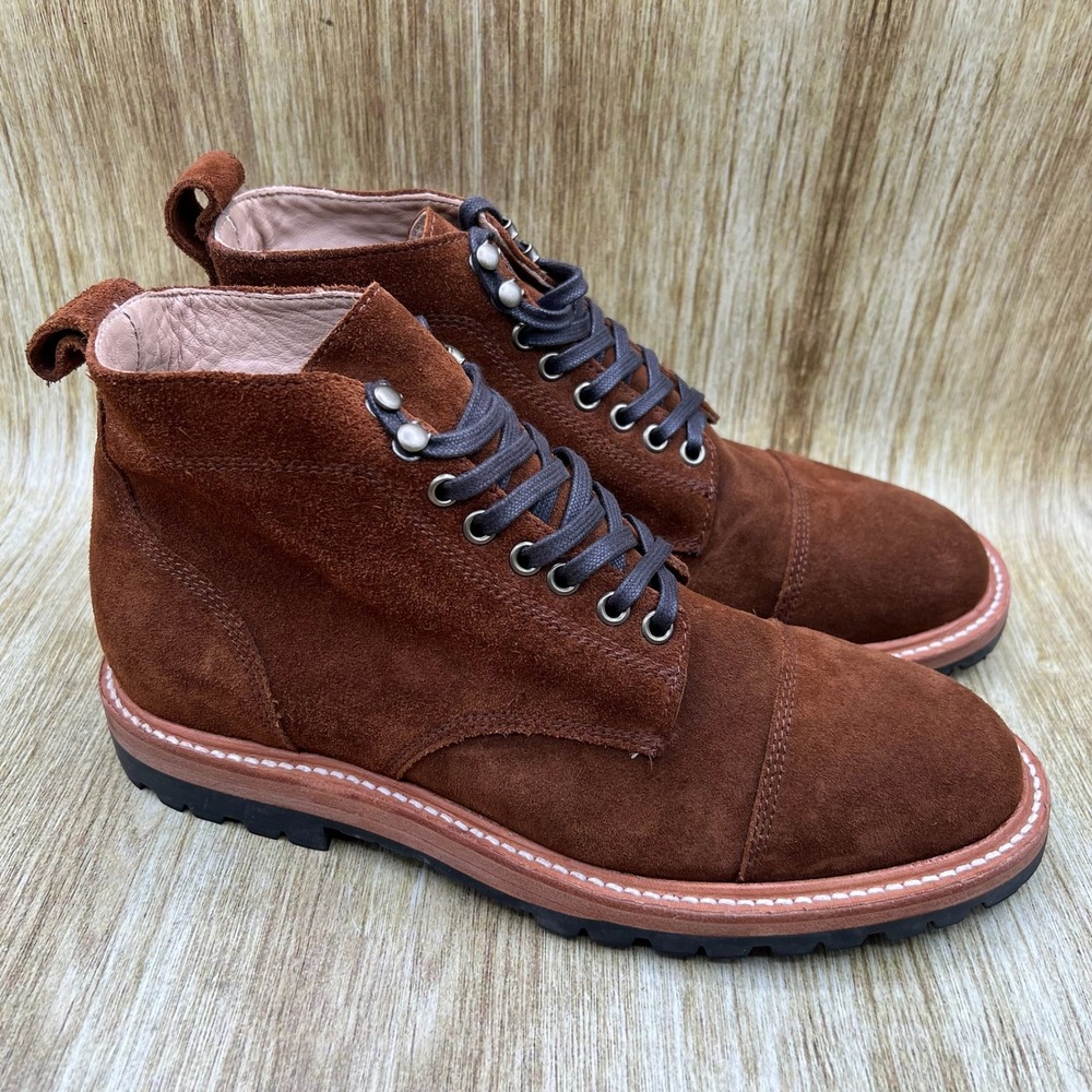 Taylor Stitch Moto Boot Men's Size 9 Snuff Suede Brown Vibram Cap Toe Boots